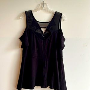 NWT TORRID size 1 black mesh yoke peplum top